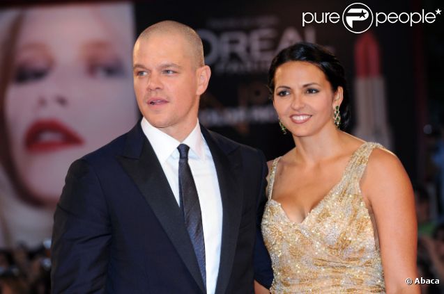 Matt Damon et sa femme Luciana Barroso, le 3 septembre 2011 au festival de Venise.