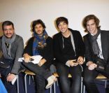Gregoire, Michael Miro, Quentin Mosimann, Amaury Vassili lors de la conférence de presse à l'Unicef pour Paris-Africa, le 24 octobre 2011 à Paris