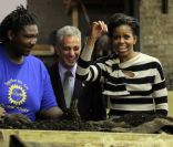 Michelle Obama à Chicago a rendu visite à une exploitation agricole. Le 25 octobre 2011<br />