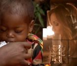Hélène Ségara dans le clip <em>Des Ricochets</em>, 60 artistes pour l\'Unicef, octobre 2011.