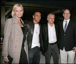 Le Prince Albert et Charlène Wittstock, avec Lewis Hamilton et Heikki Kovalainen