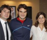 Arnaud Boetsch, Roger Federer et sa femme Mirka le 13 novembre lors de la finale du Masters 1000 de Paris Bercy