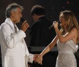 Andrea Bocelli et Celine Dion réunis pour un concert à New-York le 15 septembre 2011.<br />