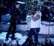 Justin Bieber et Busta Rhymes durant l'enregistrement de l'émission spéciale Noël au Rockefeller Center, de NBC, le 23 novembre 2011 à New York.
