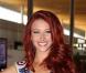 Delphine Wespiser s'apprête à s'envoler pour participer au concours Miss Monde 2012 en Chine le 19 juillet 2012.
