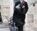 Chantal Thomass et son époux ont assisté aux obsèques de François Lesage. Le mercredi 7 décembre 2011 à Paris. Eglise Saint-Roch.