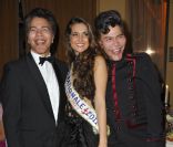 Igor et Grichka Bogdanoff et Barbara Morel la Miss Nationale 2011 lors de la 35ème édition des Best Awards à Paris le 11 décembre 2011