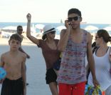 Lilly Kerssenberg, Noah et Elias Becker le 26 décembre sur la plage de Miami