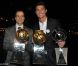 Cristiano Ronaldo on WhoSay, pose avec son trophée du Globe Soccer Award du meilleur joueur au côté de l'agent de joueur Jorge Mendes 