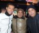 Néné, Kouki, physionomiste de l'établissement et Ronaldo au Queen le lundi 9 janvier 2012 à Paris