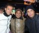 Néné, Kouki, physionomiste de l'établissement et Ronaldo au Queen le lundi 9 janvier 2012 à Paris