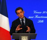 Nicolas Sarkozy à la préfecture de Lille où il a présenté ses voeux à la fonction publique, le 12 janvier 2012.