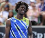 Gaël Monfils le 17 janvier à Melbourne lors de son premier tour victorieux à l\'Open d\'Australie face à Marinko Matosevic (7-6 [5], 6-3, 6-3)