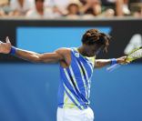 Gaël Monfils le 17 janvier à Melbourne lors de son premier tour victorieux à l\'Open d\'Australie face à Marinko Matosevic (7-6 [5], 6-3, 6-3)