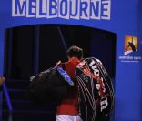 Roger Federer le 26 janvier 2012 à Melbourne lors de sa demi-finale perdue face à Rafael Nadal lors de l'Open d'Australie
