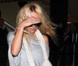 Pamela Anderson à la sortie de l\'avion le 26 janvier à Los Angeles