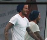 David Beckham assiste au cours de karaté de son fils Cruz, à Los Angeles, le 6 février 2012