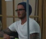 David Beckham assiste au cours de karaté de son fils Cruz, à Los Angeles, le 6 février 2012