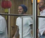 David Beckham assiste au cours de karaté de son fils Cruz, à Los Angeles, le 6 février 2012