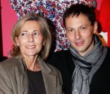 Claire Chazal et Marc-Olivier Fogiellors du lancement de la collection Rodier chez Brand Bazar, à Paris, le 9 février 2012