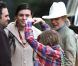 Mark Ruffalo reçoit la visite de sa femme Sunrise, et de leurs enfants Keen, Bella et Odette sur le tournage de son film Now you see me, à la Nouvelle-Orléans, le 8 février 2012