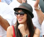 Nolwenn Leroy le mardi 30 juin 2012 lors du match de son homme Arnaud Clément face au Belge David Goffin avant que celui-ci ne soit interrompu par la pluie