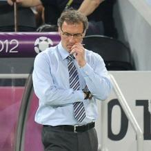Laurent Blanc le 23 juin 2012 à Donetsk en Ukraine lors du match face à l'Espagne durant l'Euro 2012