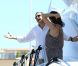 Eric Besson et son épouse Yasmine à bord d'un yacht au large de Saint-Tropez, le 12 juillet 2012.