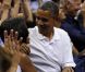 Michelle et Barack Obama assistent à un match de l'équipe olympique féminine de basket contre le Brésil, à Washington, le 16 juillet 2012