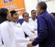 Barack Obama félicite l'équipe olympique féminine de basket qui a gagné un match contre le Brésil, à Washington, le 16 juillet 2012