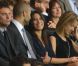 Tony Parker et sa petite amie Axelle dans les tribunes du Parc des Princes le 11 août 2012 pour la rentrée du Paris Saint-Germain en Ligue 1, tenu en échec (2-2) par Lorient lors de la 1e journée de championnat.