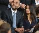 Tony Parker avec sa compagne Axelle dans les tribunes du Parc des Princes le 11 août 2012 pour la rentrée du Paris Saint-Germain en Ligue 1, tenu en échec (2-2) par Lorient lors de la 1e journée de championnat.