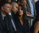 Tony Parker et sa compagne Axelle dans les tribunes du Parc des Princes le 11 août 2012 pour la rentrée du Paris Saint-Germain en Ligue 1, tenu en échec (2-2) par Lorient lors de la 1e journée de championnat.