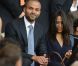 Tony Parker et sa compagne Axelle dans les tribunes du Parc des Princes le 11 août 2012 pour la rentrée du Paris Saint-Germain en Ligue 1, tenu en échec (2-2) par Lorient lors de la 1e journée de championnat.
