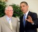 Neil Armstrong lors de sa rencontre avec Barack Obama en juillet 2009