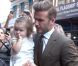  David Beckham avec sa fille Harper dans les bras, arrivent au restaurant Balthazar pour un déjeuner en famille, quelques heures avant le défilé de Victoria Beckham. New York, le 9 septembre 2012. 
