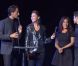 Vincent Cerutti et Sandrine Quétier  aux côtés d'Amel Bent lors de la conférence de presse de Danse avec les stars 3 le mardi 18 septembre 2012 (TF1) au Bobino à Paris