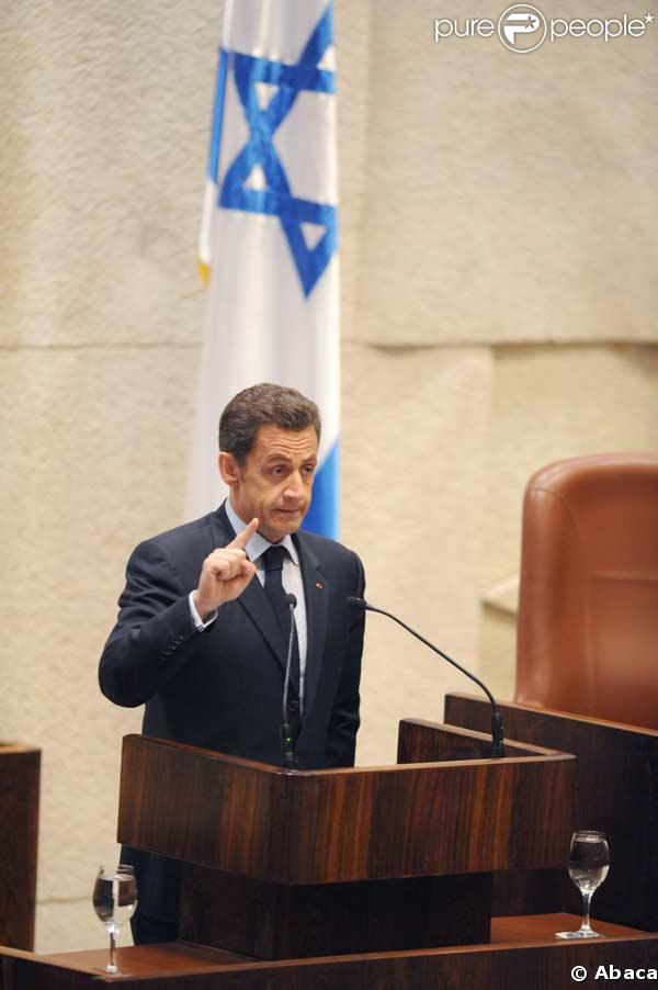 Nicolas Sarkozy devant la Knesset à Jérusalem