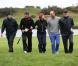 Alain Boghossian, David Ginola, Nathalie Simon, Christophe Dugarry et Laurent Blanc lors du Trophée Novotel des Personnalités qui se disputait sur l'Albatros au Grand National à Saint-Quentin-en-Yvelines les 12 et 13 octobre 2012