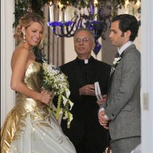 Blake Lively et Penn Badgley sur le tournage de la dernière saison de Gossip Girl à New York, le 16 octobre 2012