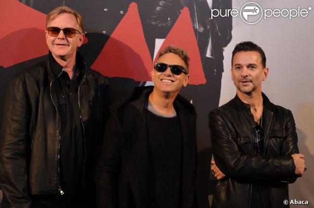 Martin Gore, Dave Gahan et Andy Fletcher du groupe Depeche Mode en conférence de presse à Paris, le 23 octobre 2012.
