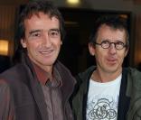 Frédéric Courant et Jamy Courant lors de la conférence de presse annuelle du groupe France Télévisions. Paris, le 30 août 2007.