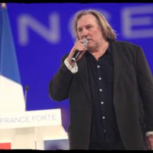 Gérard Depardieu lors du meeting de Nicolas Sarkozy à Villepinte le 11 mars 2012.