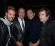 M. Pokora, Tony Gomez, Gad Elmaleh et Thomas Dutronc à l'after-show des Enfoirés qui s'est déroulée dans une chaude ambiance Chez Castel, à Paris, le 28 janvier 2012.