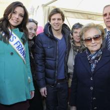 Marine Lorphelin , Clément Lefert et Bernadette Chirac lors de la grande fête des Pièces Jaunes, le samedi 9 février 2013 à Nice.
