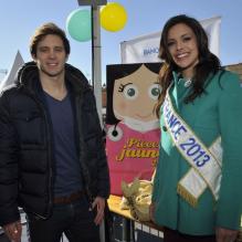 Clément Lefert et Miss France 2013 lors de la grande fête des Pièces Jaunes, le samedi 9 février 2013 à Nice.