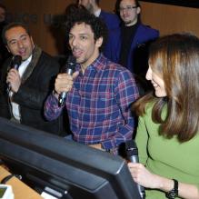 Patrick Timsit, Tomer Sisley et Elsa Zylberstein au lancement du Printemps du cinéma à l'UGC Ciné Cité de Bercy, à Paris le 17 mars 2013.