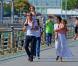 Matthew McConaughey et sa femme Camila Alves, enceinte, avec ses enfants Levi et Vida, à New York le 22 juillet 2012.