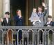  Le prince Joachim de Danemark avec la princesse Athena, 15 mois, dans les bras, son épouse la princesse Marie et ses enfants Nikolai, Felix et Henrik. La reine Margrethe II de Danemark célébrait le 16 avril 2013 son 73e anniversaire au balcon du palais Christian IX à Amalienborg, Copenhague, entourée de sa famille. 