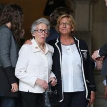 Andrée Sarkozy et Isabelle Balkany à Neuilly-sur-Seine le 16 avril 2013 pour le 30e anniversaire de la disparition d'Achille Peretti maire de la ville de 1947 à 1983.
